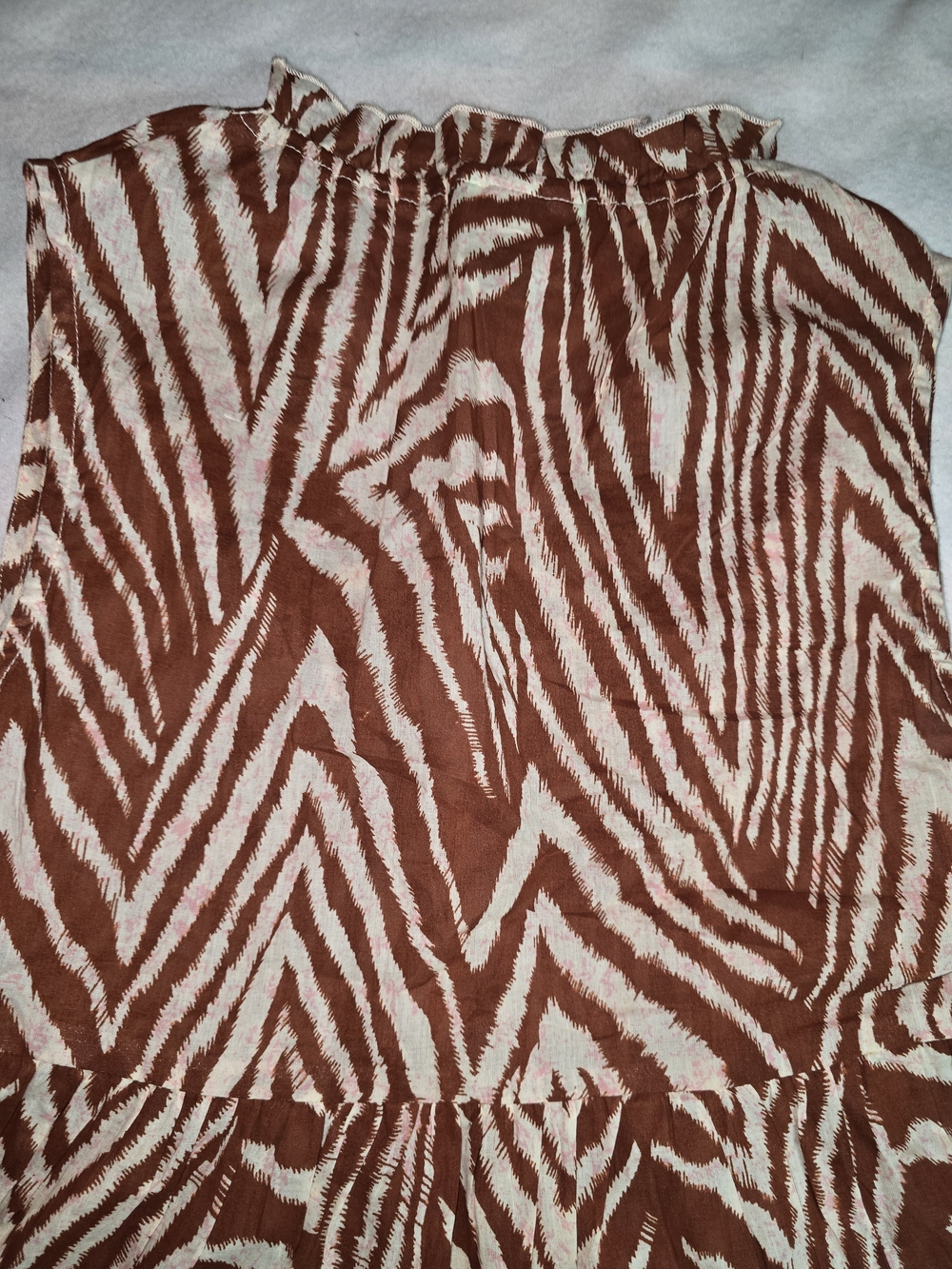 Sleeveless Brown Zebra-Print Tiered Mini Dress - Picture 7 of 7